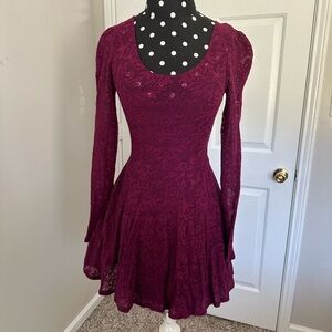 Free People Lace Burgundy Dress